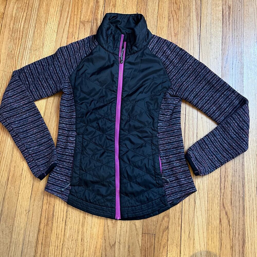 Title Nine Jacket Womens Small Black Wool Puffer Long Sleeve Purple Blend Trail